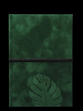 Load image into Gallery viewer, A5 hardcover BOUND notebook - monstera design - "midnight garden collection" - takkti