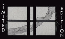 Load image into Gallery viewer, takkti limited notebook collection line art swirl design raw linen with a black print and black ribbon