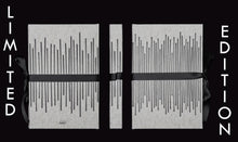 Load image into Gallery viewer, takkti limited notebook collection line art vertical lines design raw linen with a black print and black ribbon