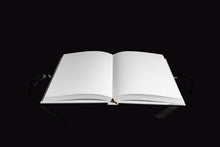 Load image into Gallery viewer, takkti limited notebook collection line art waves design raw linen with a black print and black ribbon with white paper