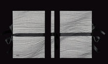 Load image into Gallery viewer, takkti limited notebook collection line art waves design raw linen with a black print and black ribbon