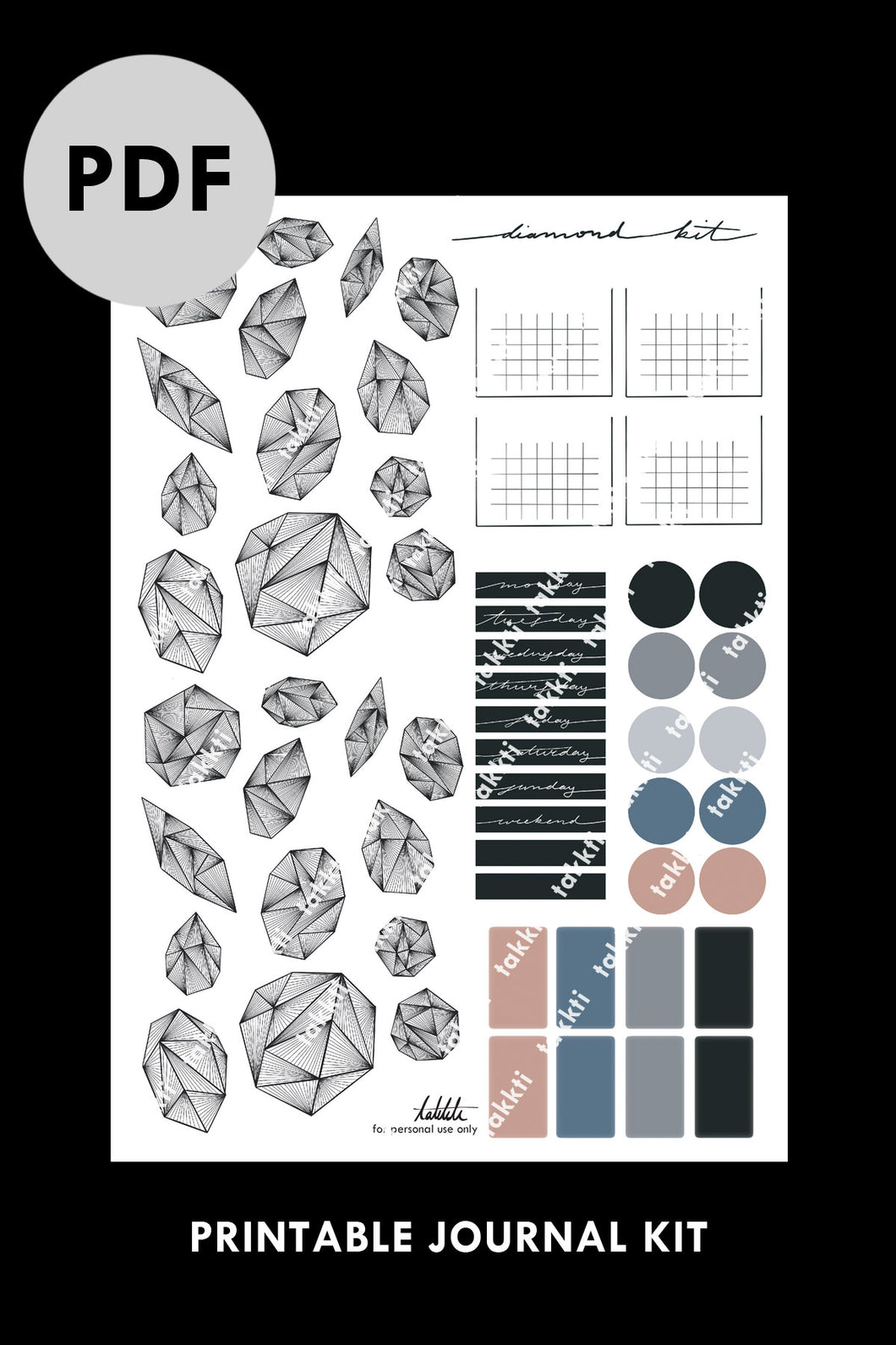 diamond printable kit PDF - takkti