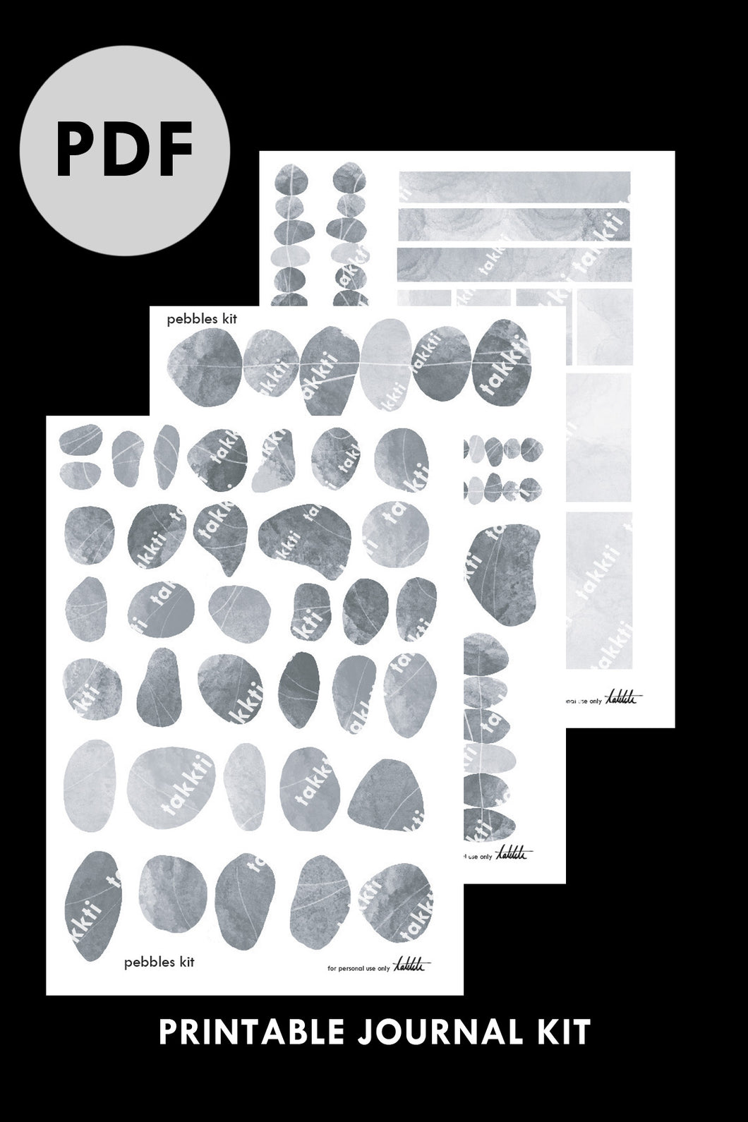 grey pebbles printable bullet journal kit takkti
