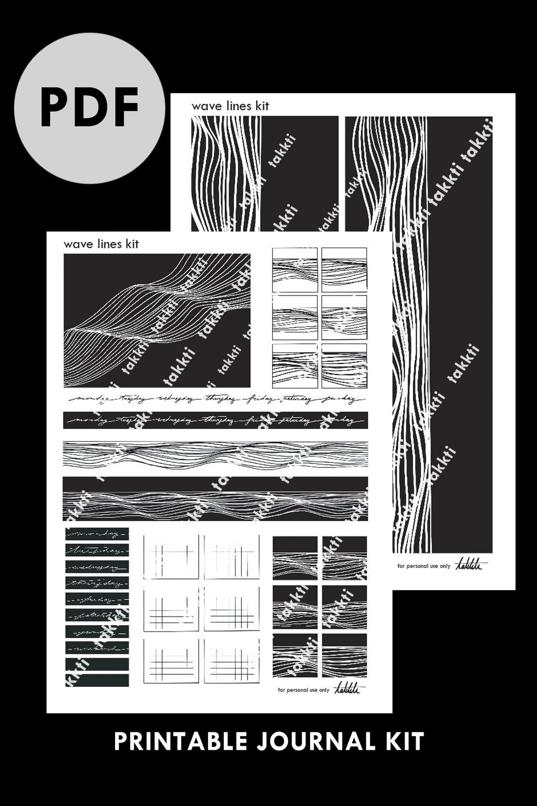wave lines printable kit PDF - takkti